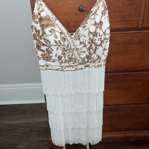 Sherri Hill Short Dress 53936 ivory/gold